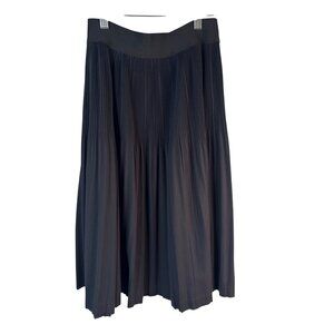 Sciacca Womens Black Pleated Midi Skirt 18Y Polyester Blend